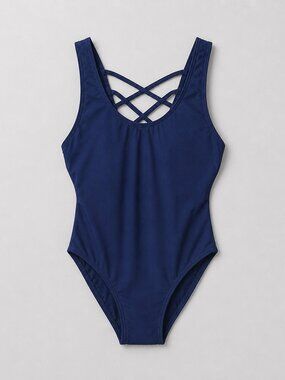 Tempt Me Women's Crisscross Back One-Piece Swimsuit - Navy XS